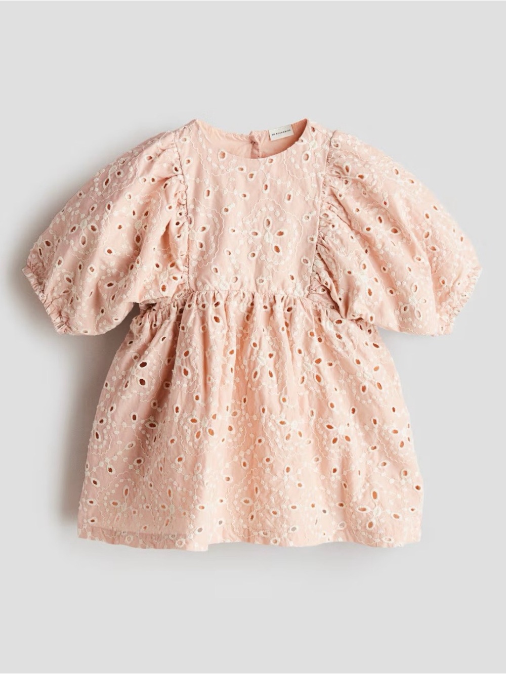 Organic Cotton Eyelet Embroidered Dress in Light Dusty Pink Floral NWT